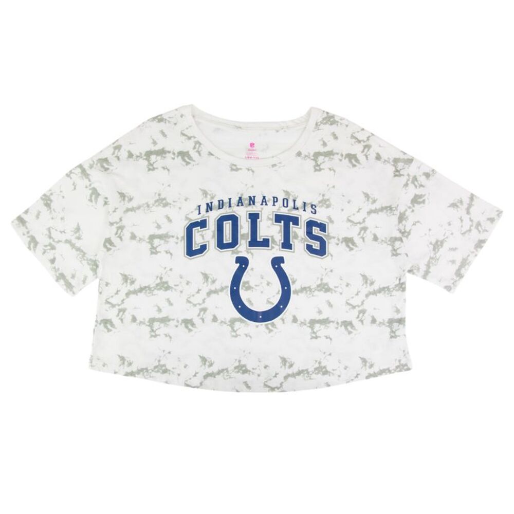 NFL Indianapolis Colts Teen Girls Gray Tie-Dye Crop T-shirt, Large (11/13)